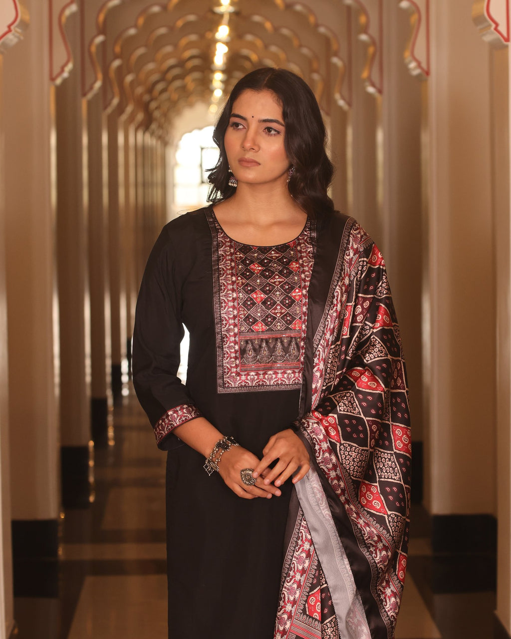 Black Embroidery Work Hand Work Kurti