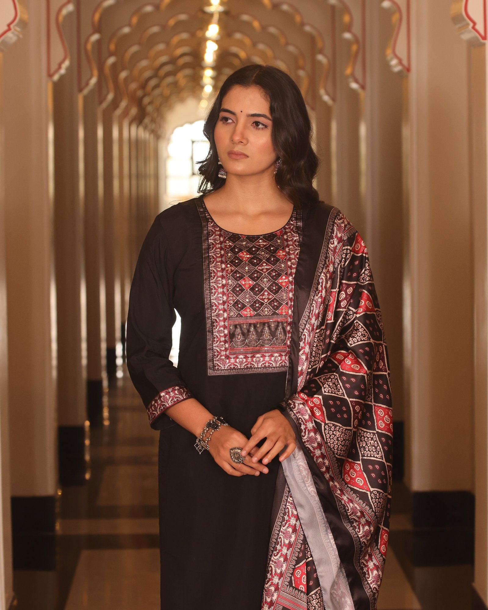Black Embroidery Work Hand Work Kurti