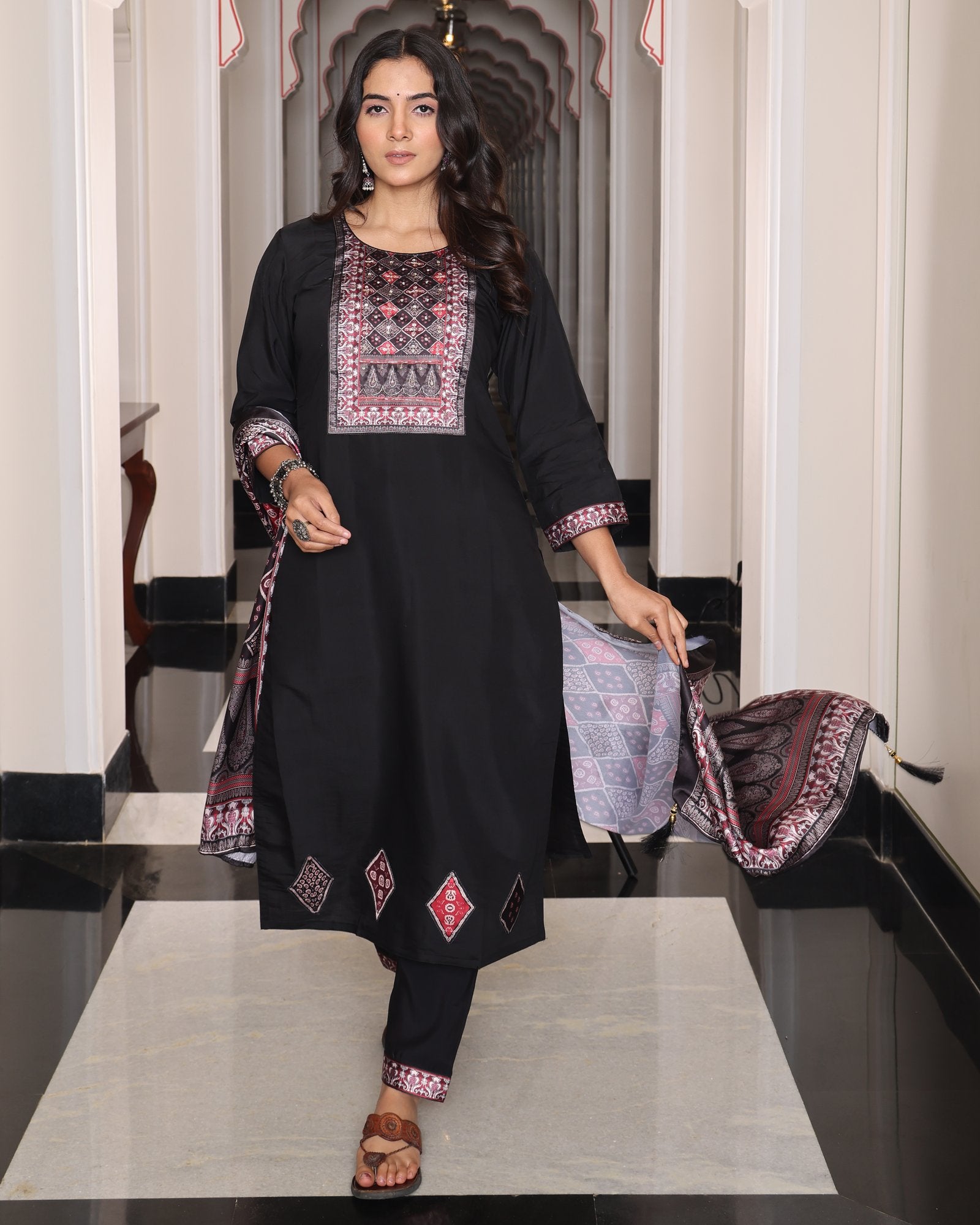 Black Embroidery Work Hand Work Kurti