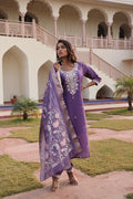 Dark Purple Embroidery Work Hand Work Kurti