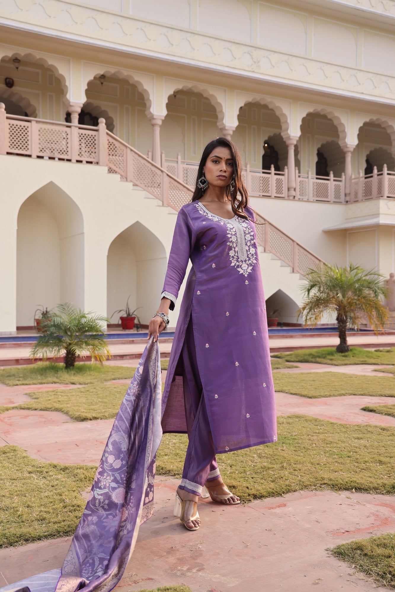 Dark Purple Embroidery Work Hand Work Kurti