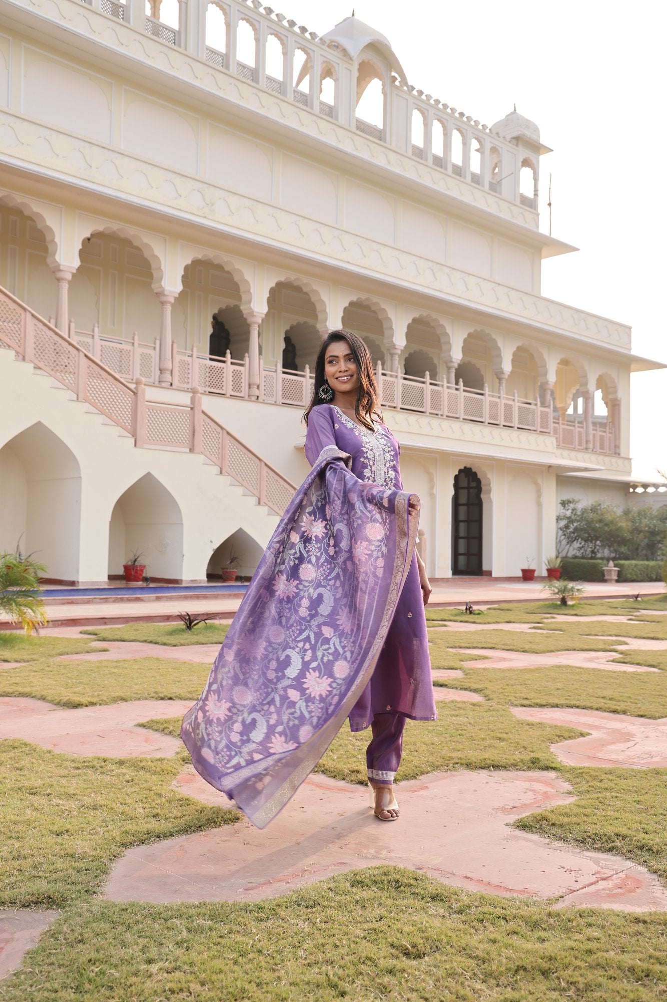Dark Purple Embroidery Work Hand Work Kurti