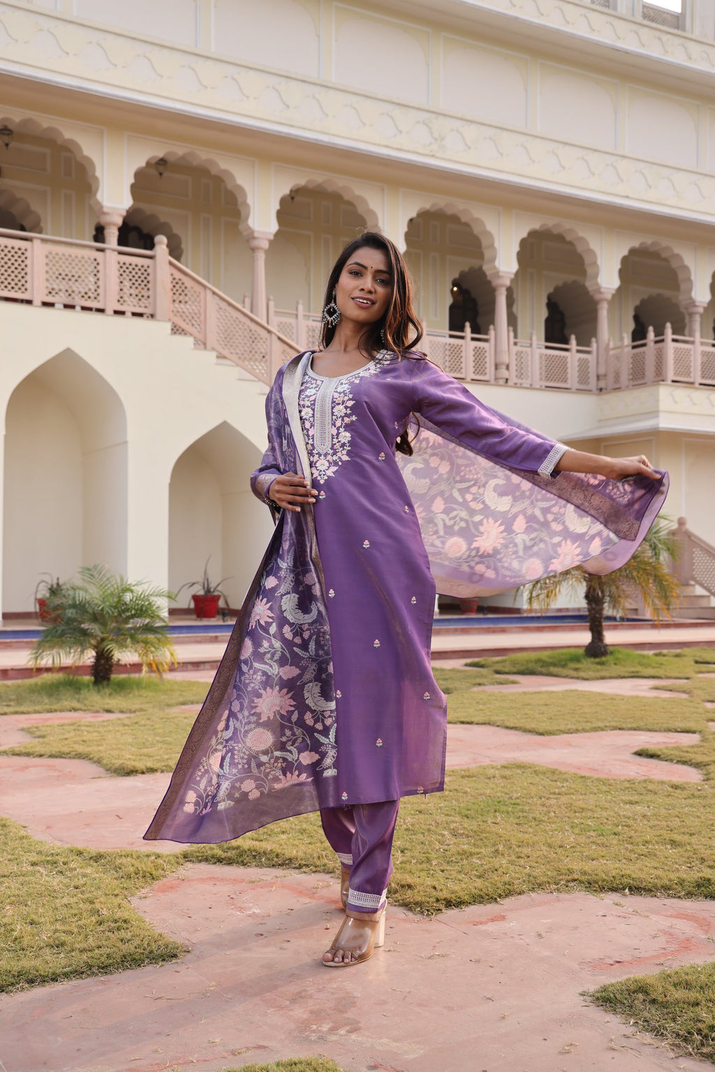 Dark Purple Embroidery Work Hand Work Kurti