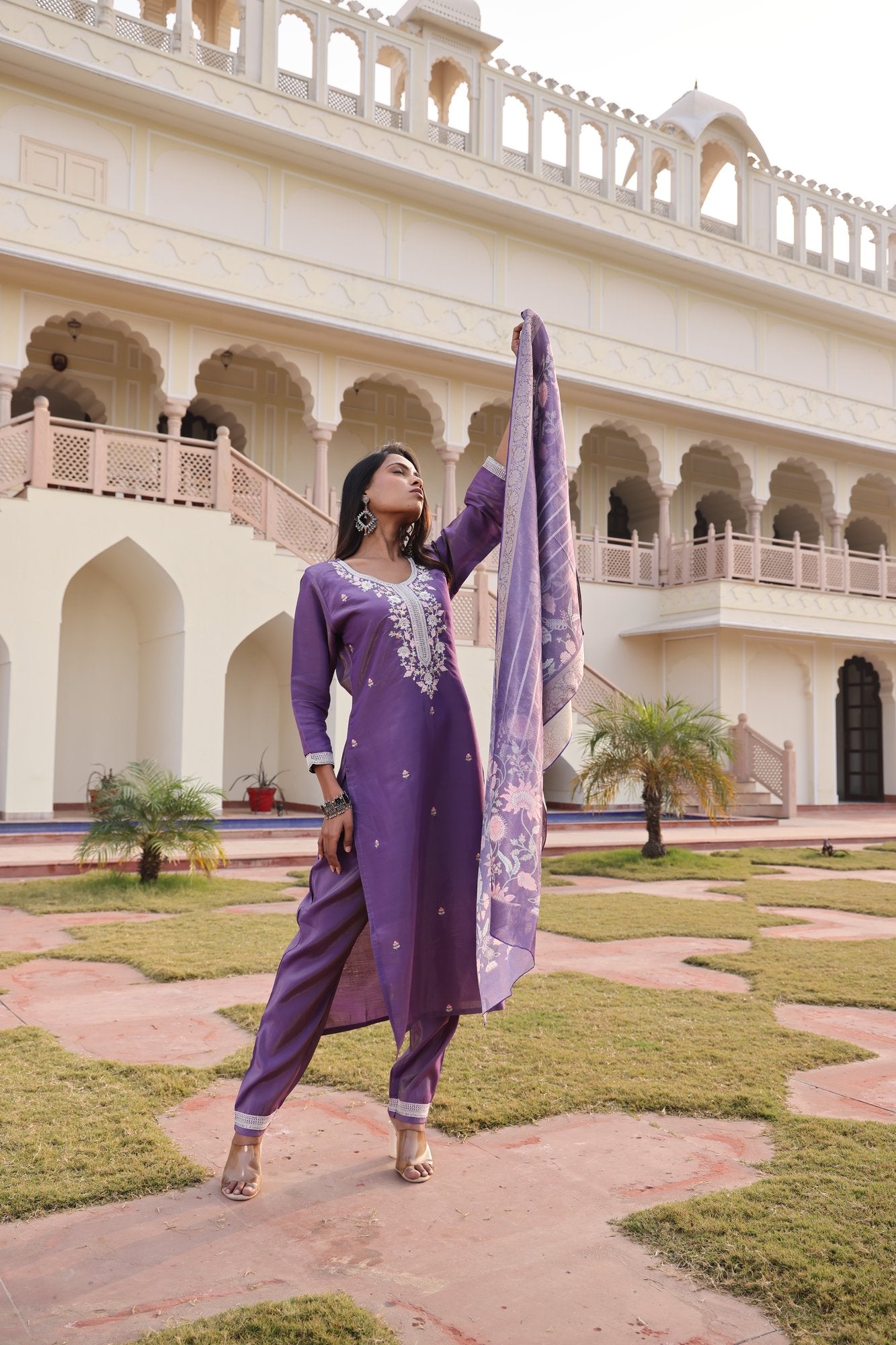Dark Purple Embroidery Work Hand Work Kurti
