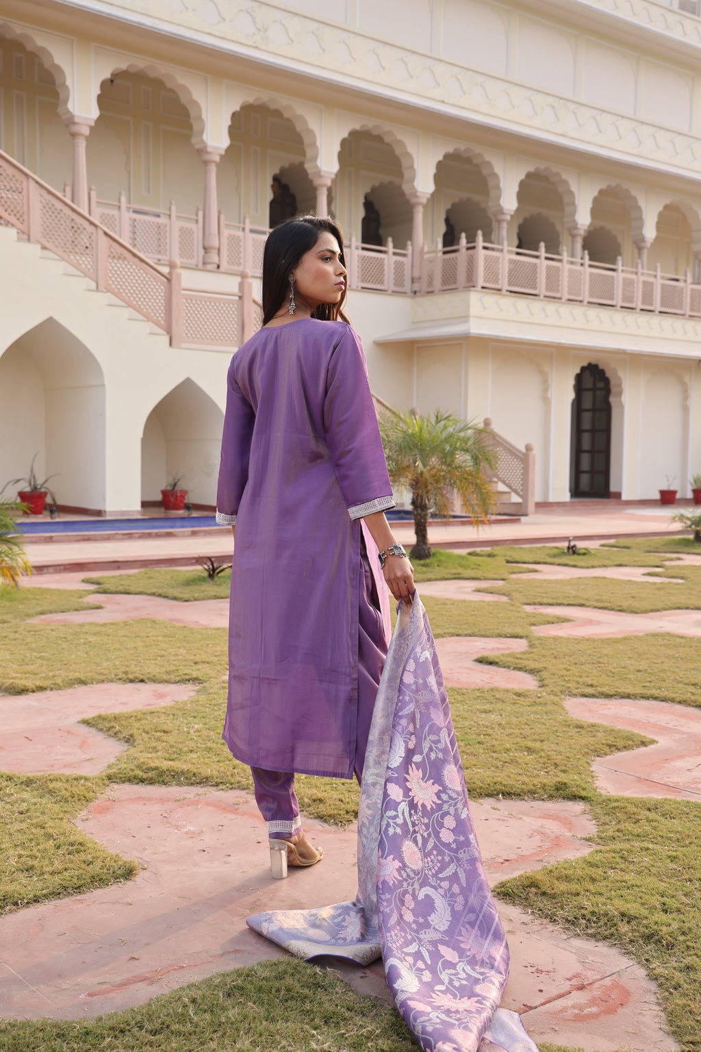 Dark Purple Embroidery Work Hand Work Kurti