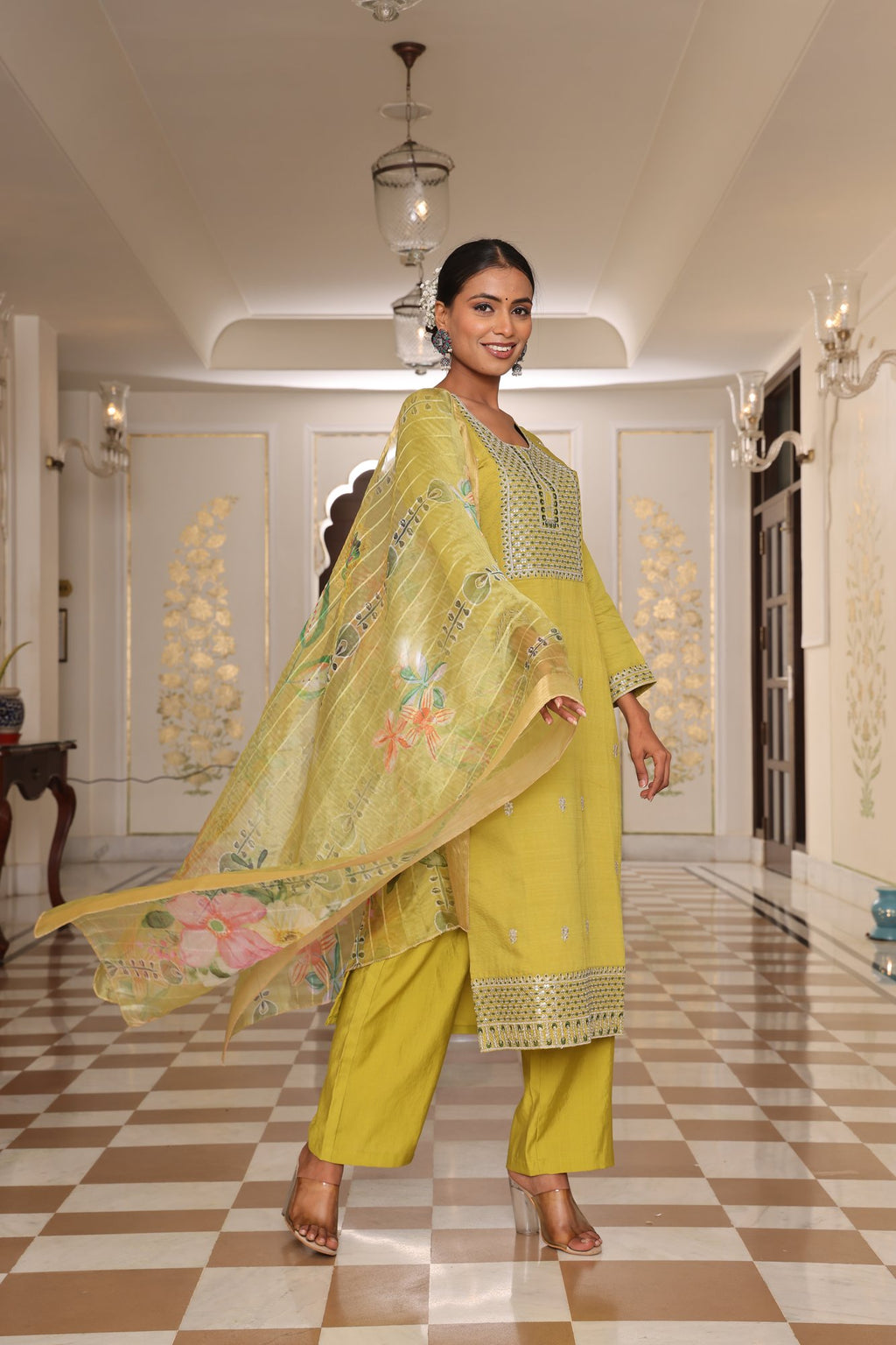 Light Yellow Embroidery Work Hand Work Kurti
