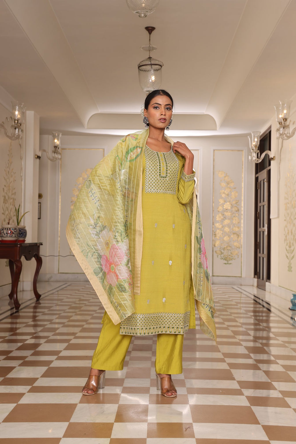 Light Yellow Embroidery Work Hand Work Kurti
