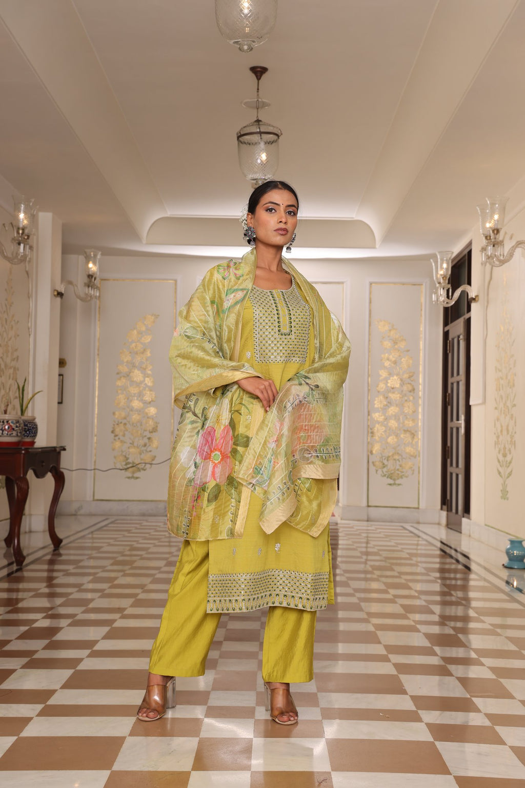 Light Yellow Embroidery Work Hand Work Kurti