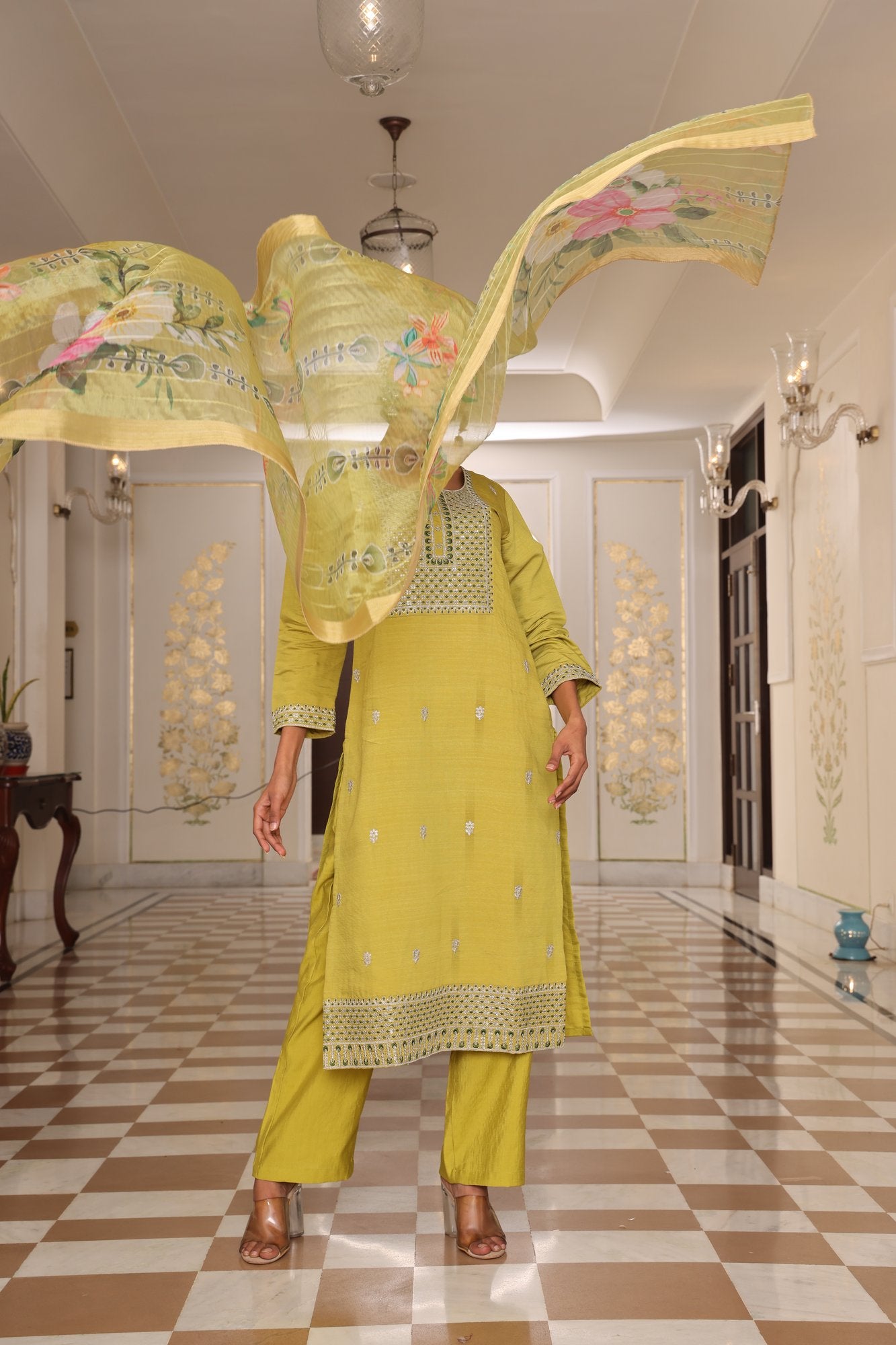 Light Yellow Embroidery Work Hand Work Kurti