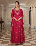 Pink Embroidery Work Sequance Work Kurti