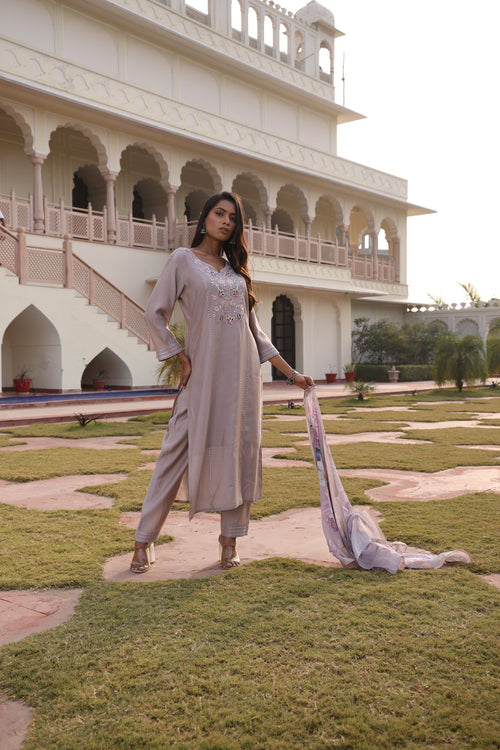 Beige Embroidery Work Hand Work Kurti