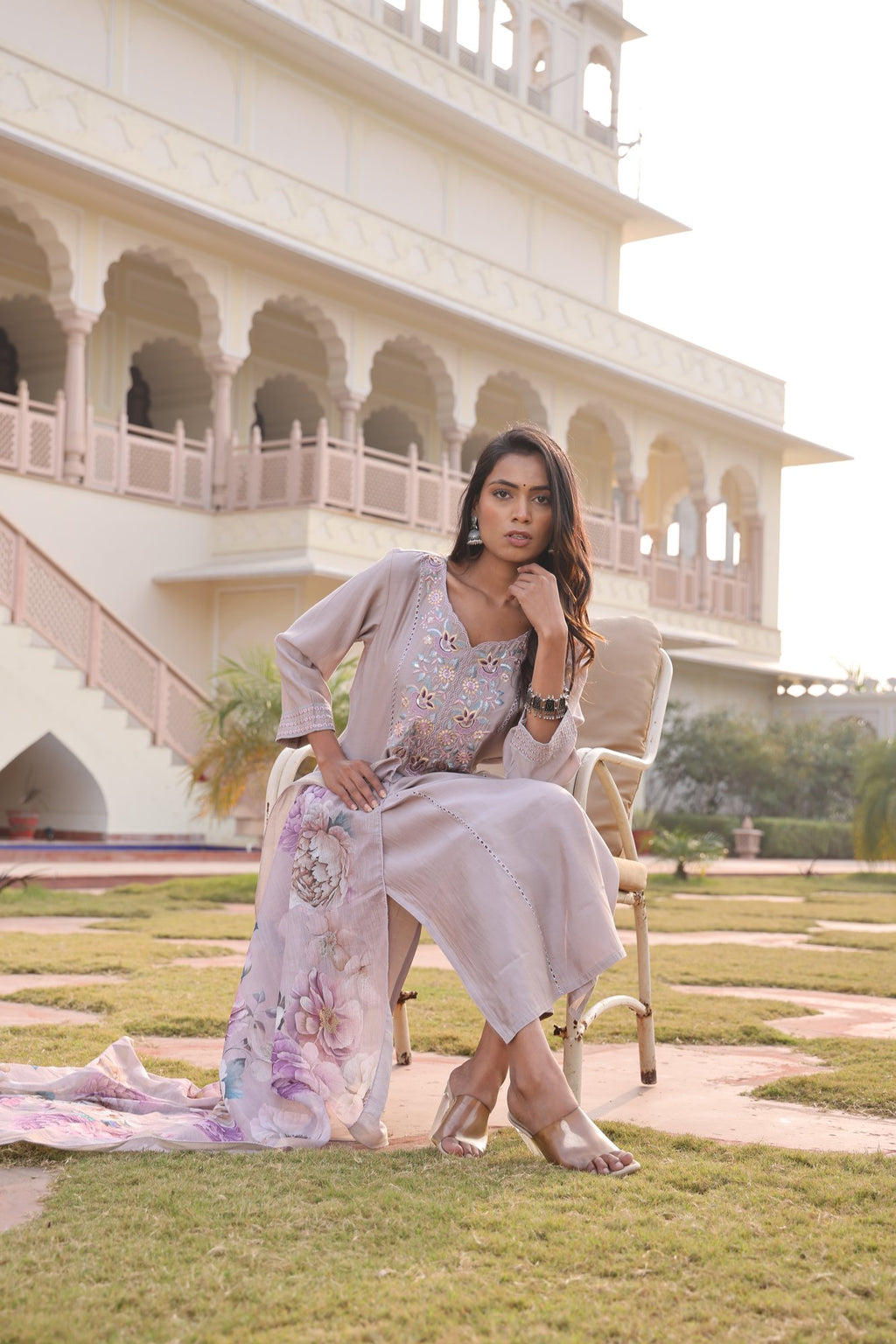 Beige Embroidery Work Hand Work Kurti