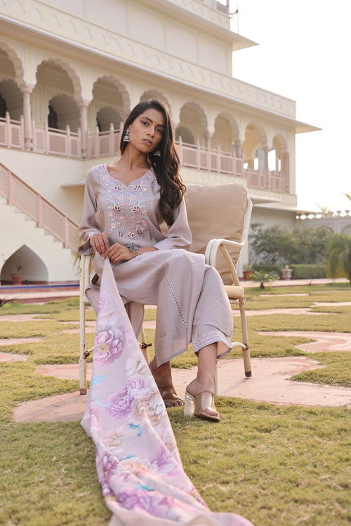 Beige Embroidery Work Hand Work Kurti