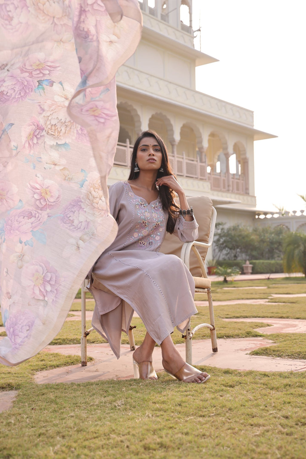 Beige Embroidery Work Hand Work Kurti