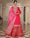 Pink Embroidery Work Hand Work Kurti
