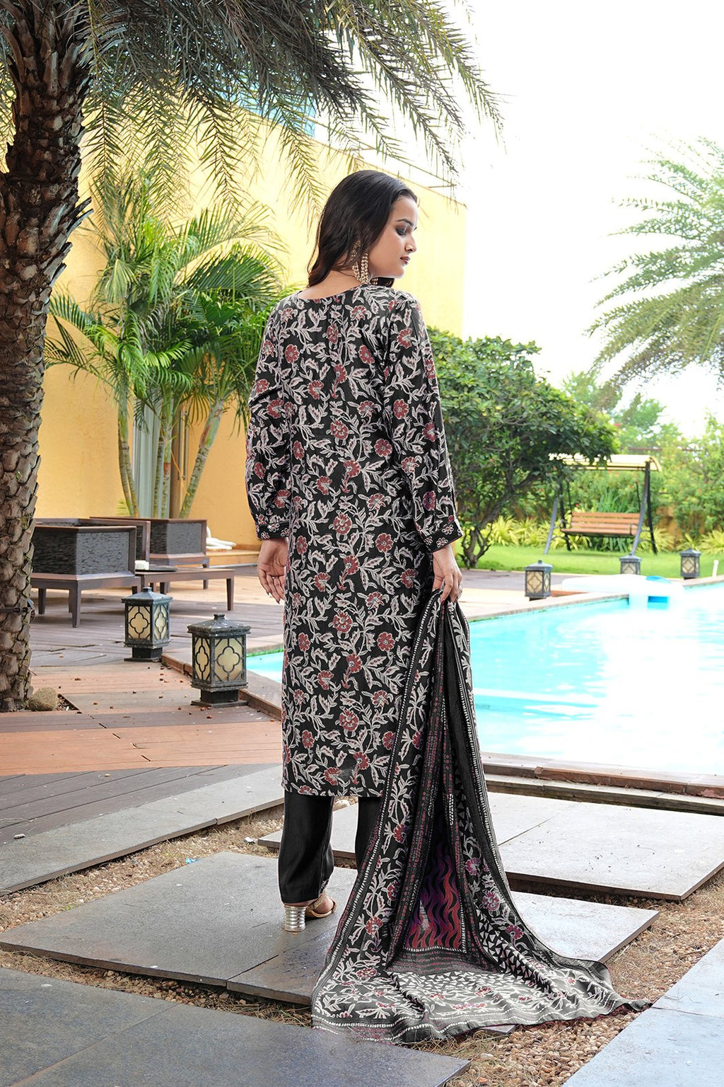 Black Embroidery With Sequence Work Kurti