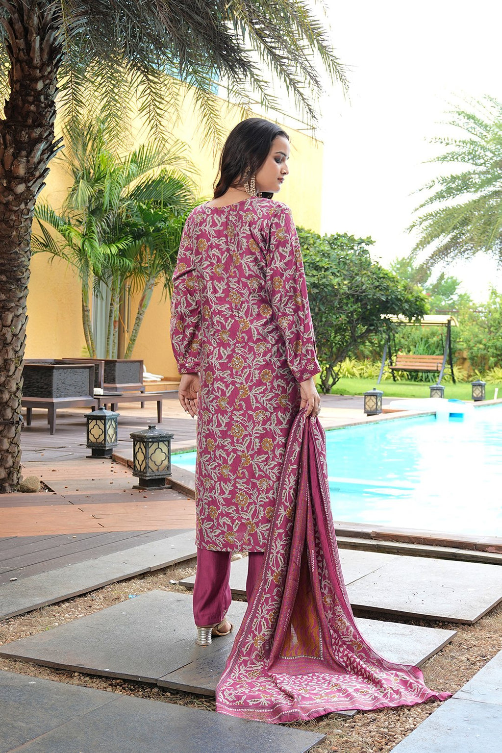 Pink Embroidery With Sequence Work Kurti