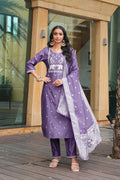 Lavender Embroidery With Multi Thread Work Kurti