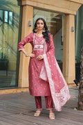 Peach Embroidery With Multi Thread Work Kurti