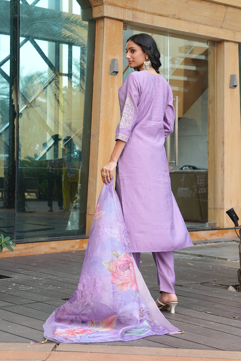 Purple Embroidery Work Hand Work Kurti