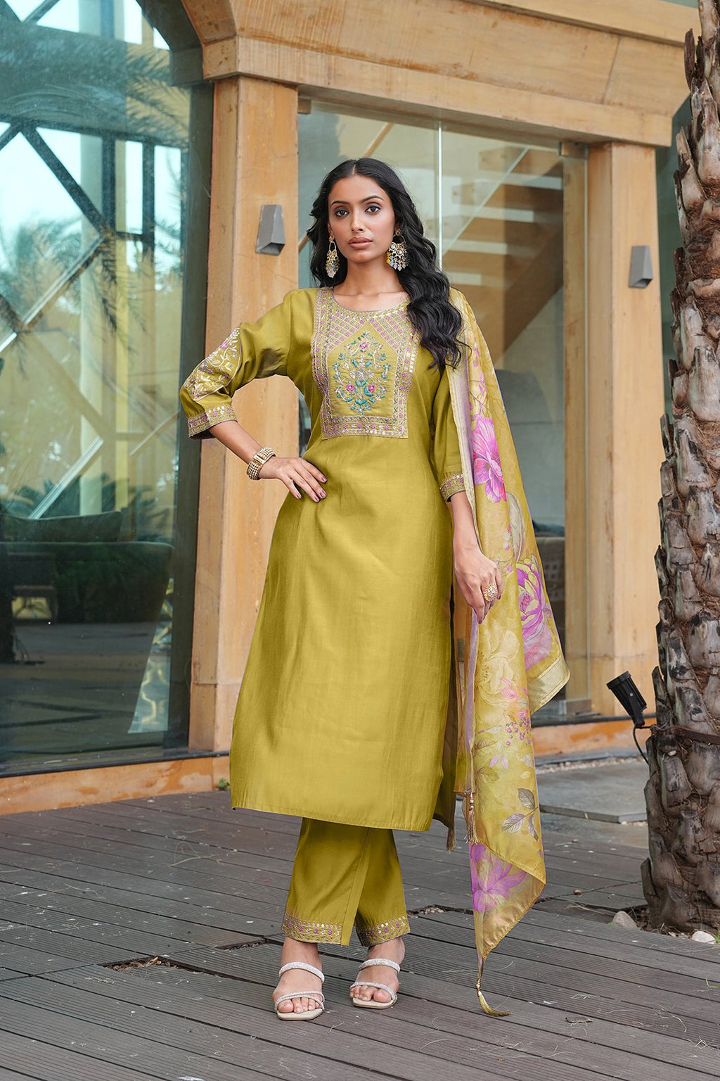 Yellow Embroidery Work Hand Work Kurti
