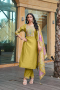 Yellow Embroidery Work Hand Work Kurti