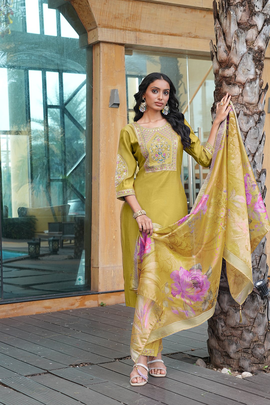 Yellow Embroidery Work Hand Work Kurti