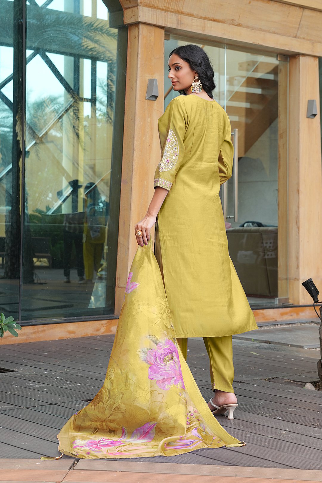 Yellow Embroidery Work Hand Work Kurti