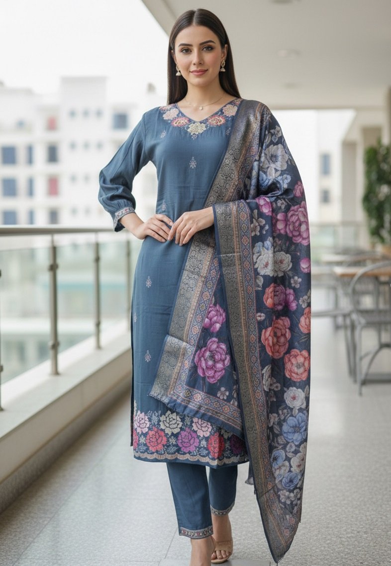 Aquablue Embroidery Work Hand Work Kurti