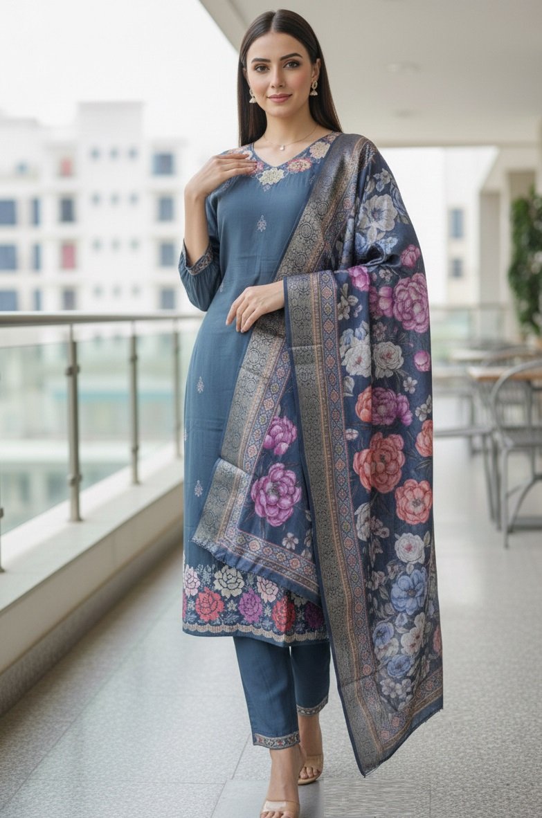 Aquablue Embroidery Work Hand Work Kurti