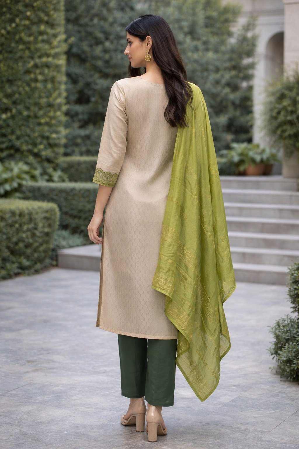Green Woven/printed Pattern Kurti