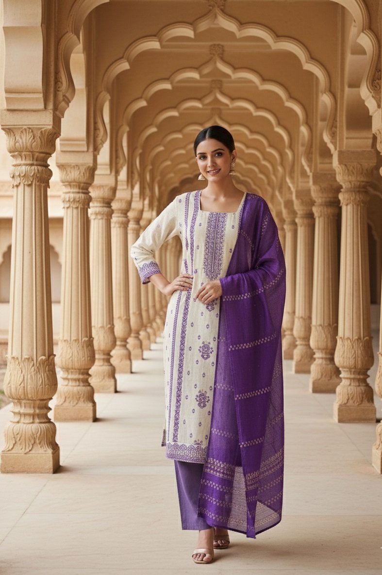 Lavender Woven/printed Pattern Kurti