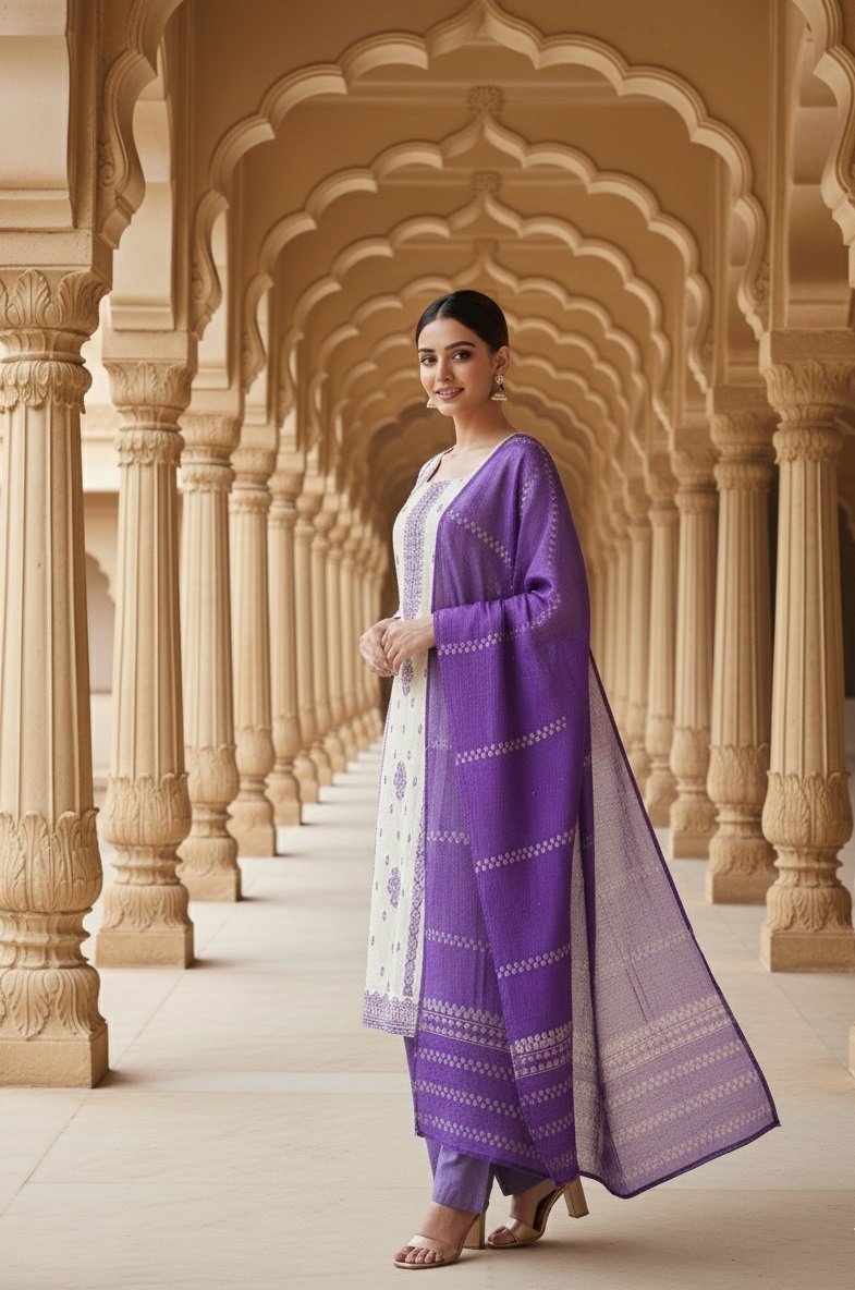 Lavender Woven/printed Pattern Kurti