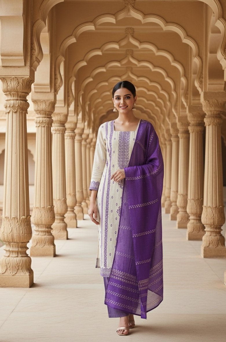 Lavender Woven/printed Pattern Kurti