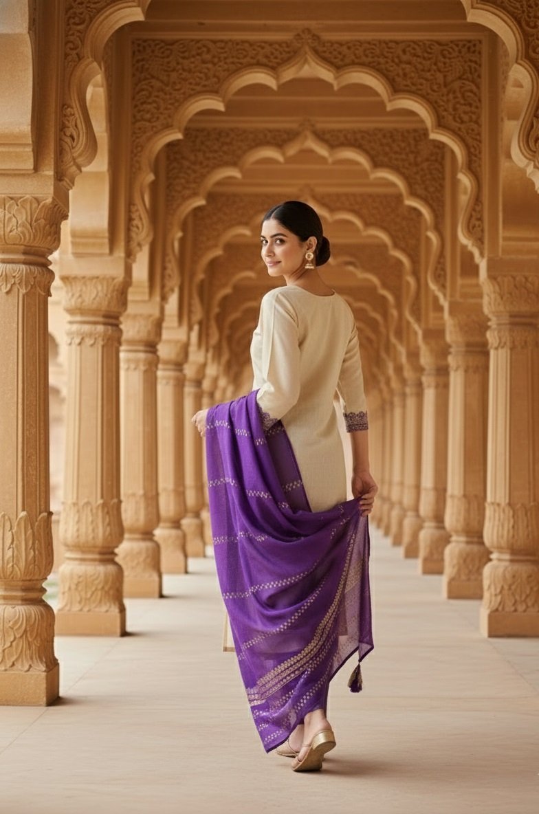 Lavender Woven/printed Pattern Kurti