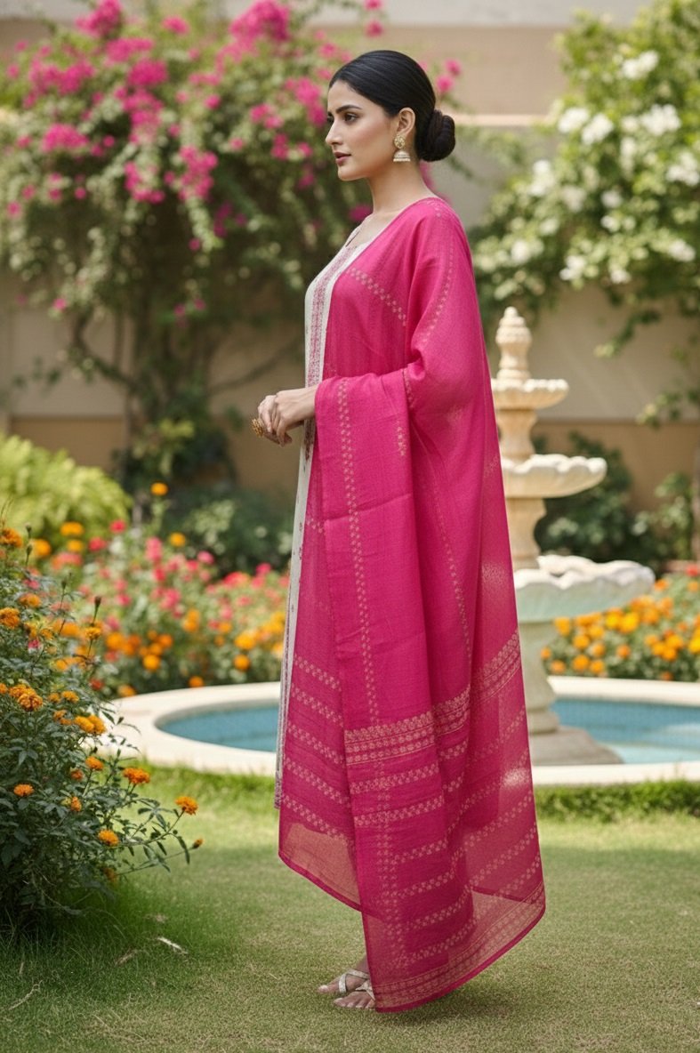 Pink Woven/printed Pattern Kurti