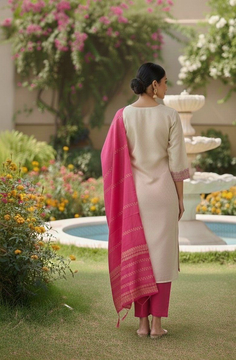 Pink Woven/printed Pattern Kurti