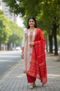 Red Woven/printed Pattern Kurti