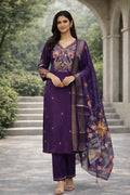 Purple Embroidery Sequance Work Kurti