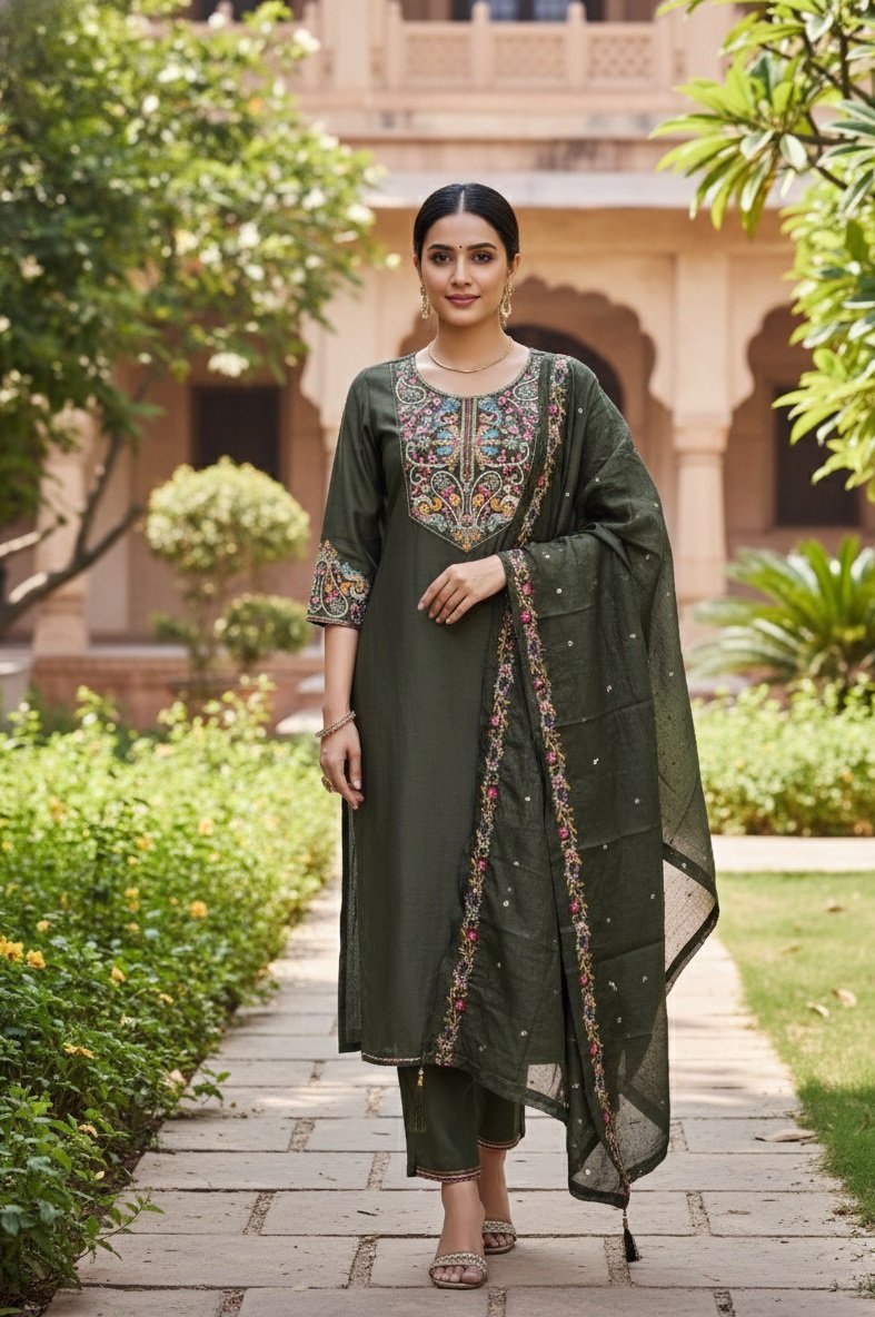 Mehndi Embroidery Work Hand Work Kurti