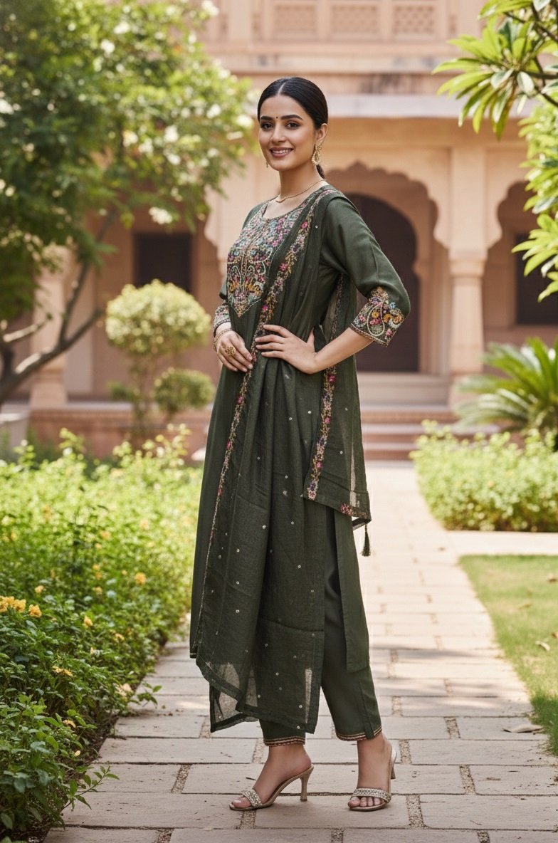 Mehndi Embroidery Work Hand Work Kurti