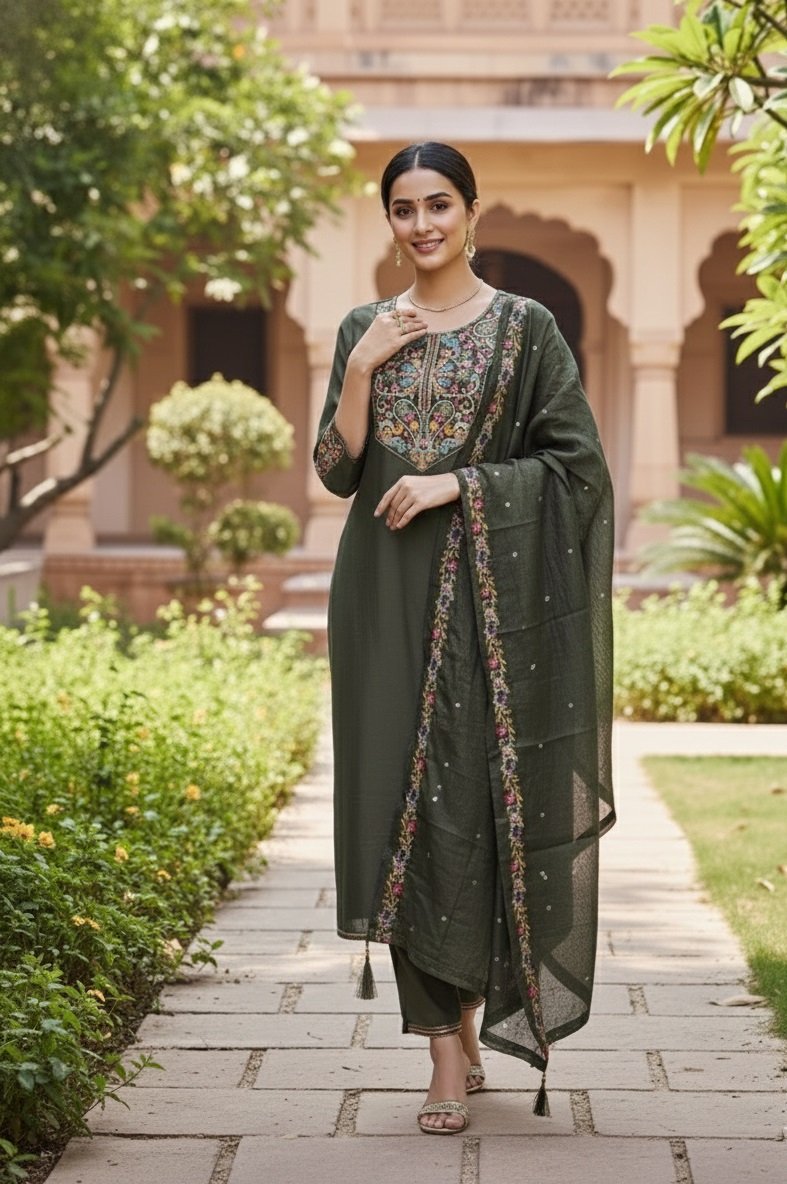 Mehndi Embroidery Work Hand Work Kurti