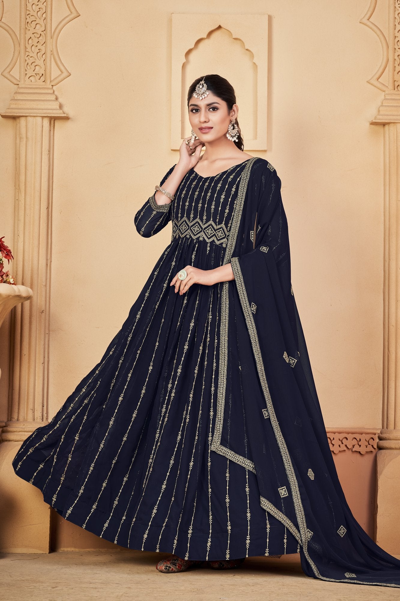 Blue Georgette Anarkali Suit