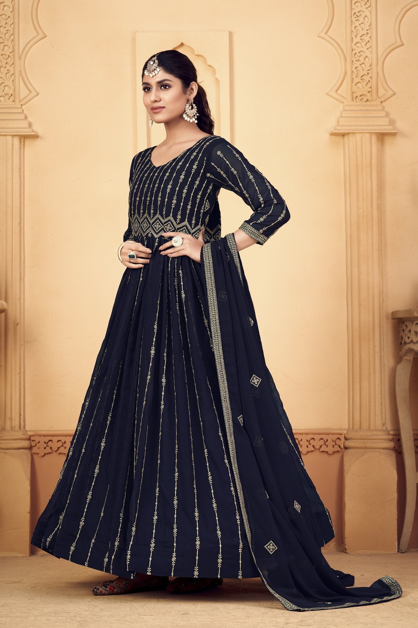 Blue Georgette Anarkali Suit