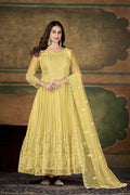 Cream Net Anarkali Suit