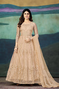 Peach Net Anarkali Suit