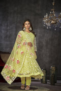 Yellow Net Anarkali Suit