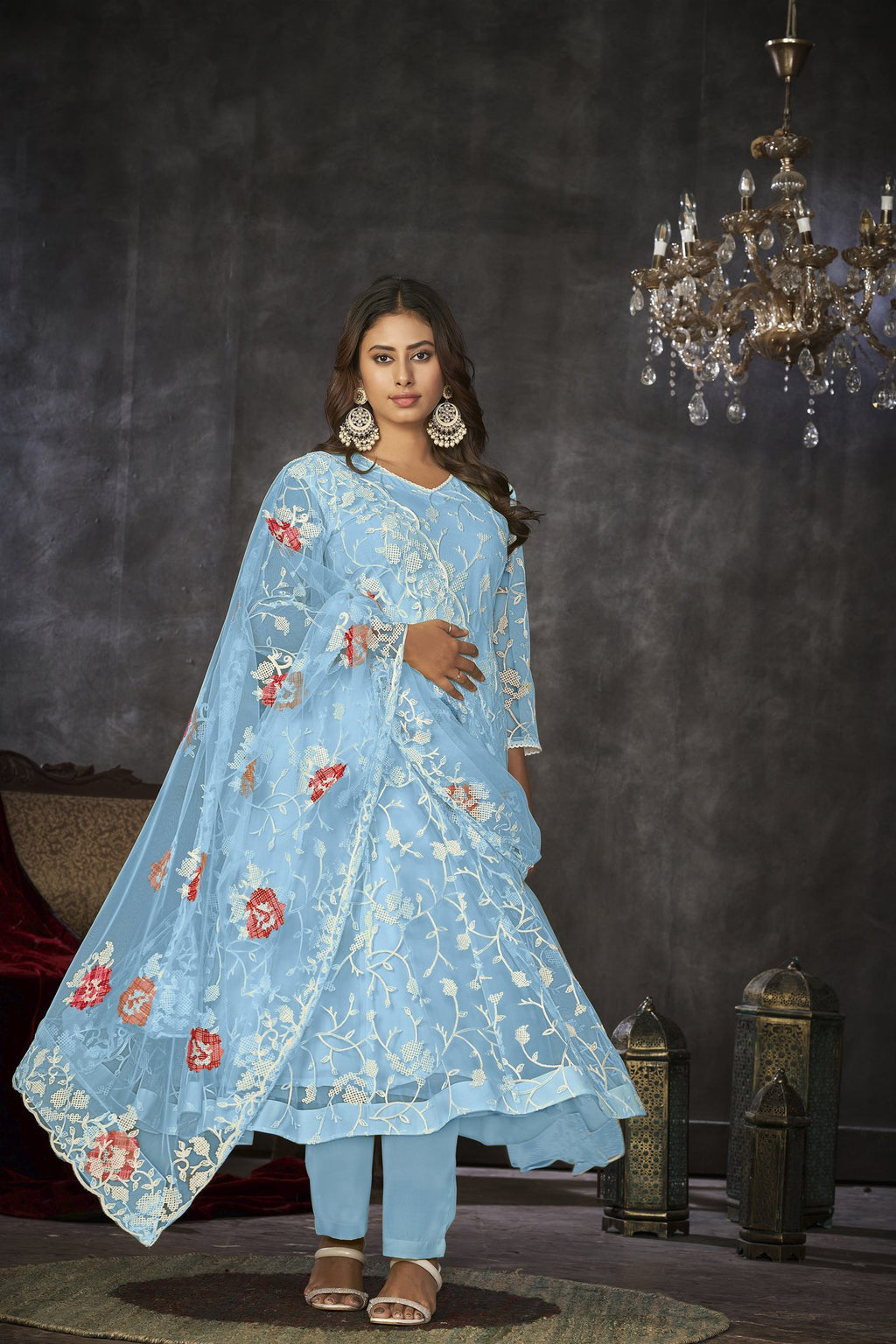 SKU Blue Net Anarkali Suit