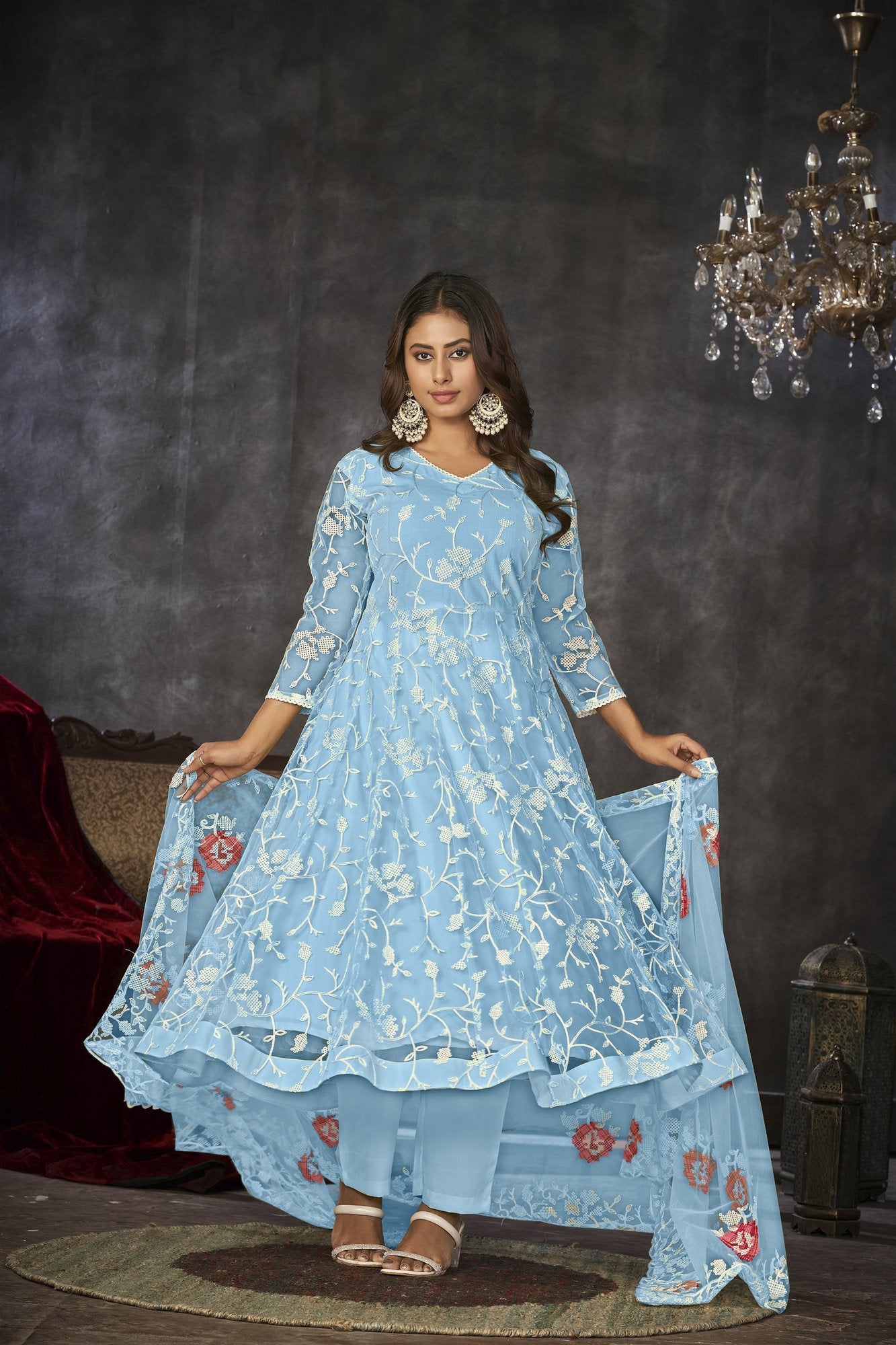 SKU Blue Net Anarkali Suit