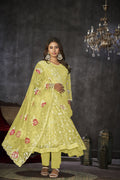 Yellow Net Anarkali Suit